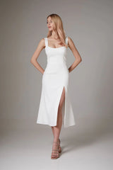 One Side Slit Midi Dress