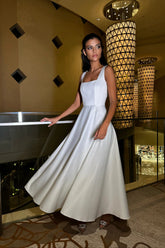 Strap Decorated Bodice Midi Dress