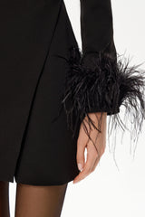 Wrap Feather Sleeve Mini Dress