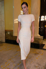 Sequin Open Back Midi Dress