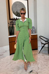 Short Sleeve Buttoned Midi Dress