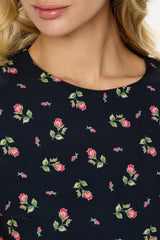 Godet Silhouette Long Sleeve Floral Midi Dress