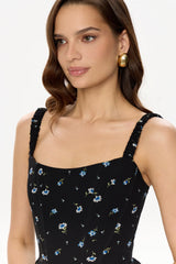 Strap Midi Dress with Corset-Style Bodice