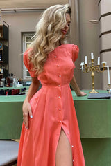 Button Front Midi Dress