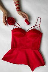 Rose Detail Satin Bustier Top