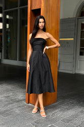 Jacquard Midi Dress with Velvet Turn-up