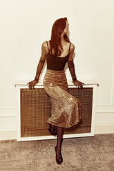 Sequin Decorated Velvet Skirt