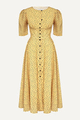 Short Sleeve Buttoned Midi Dress
