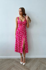 Slit V neck Dress