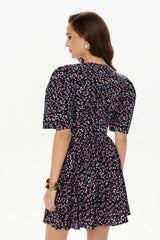 Short Sleeve Buttoned Mini Dress