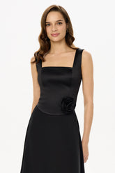 Satin Square Neck Top with removable rose