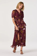 Bennet Floral Ruffle Trim Midi Dress