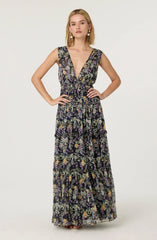 Edessa Floral Tiered Ruffle Maxi Dress
