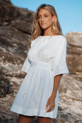 Camila Open Back Mini Dress - White