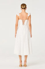 Wedelia Ruffle Strap Eyelet Corset Midi Dress