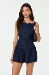 Linen-Blend Boat Neck Top
