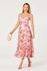 Lianna Floral Scalloped Trim Tiered Maxi Dress
