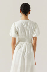 Citrine Linen Bow Front Midi Dress