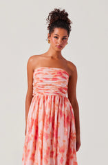 Aneesha Strapless Pleated Midi Dress