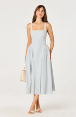 Vinya Plaid Bow-Back Midi Dress