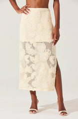 Sol Textured Floral Knit Midi Skirt