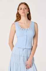 Victoria Crochet Trim Button-Front Top