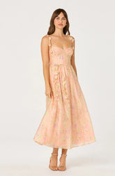 Halcyon Floral 3D Flower Appliqué Midi Dress