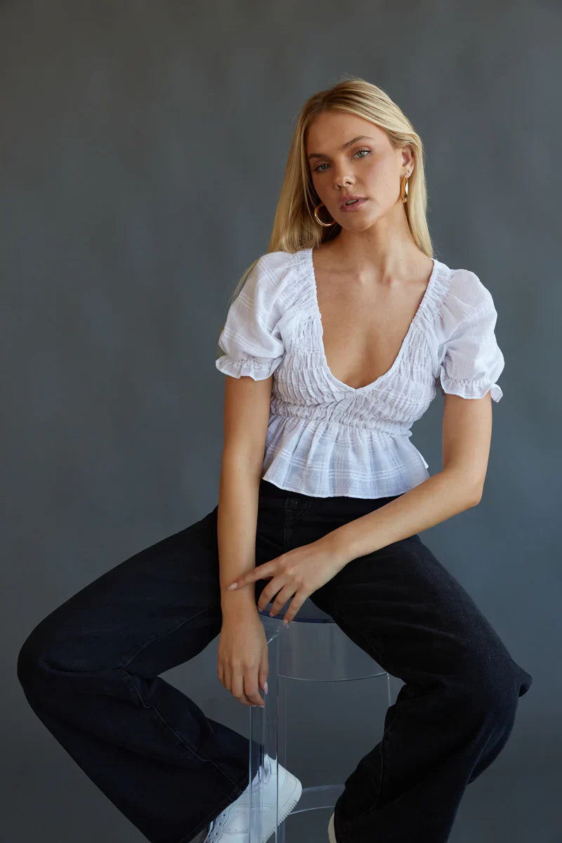 Melissa Puff Sleeve Crop Top