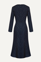 Godet Silhouette Long Sleeve Midi Dress