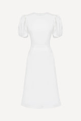 Godet Silhouette Puff Sleeve Midi Dress
