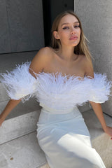 Feather Bustier Crop Top