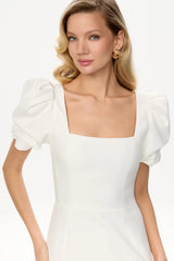 Godet Silhouette Square Neck Midi Dress