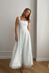 Sequin Square Neck Midi Dress
