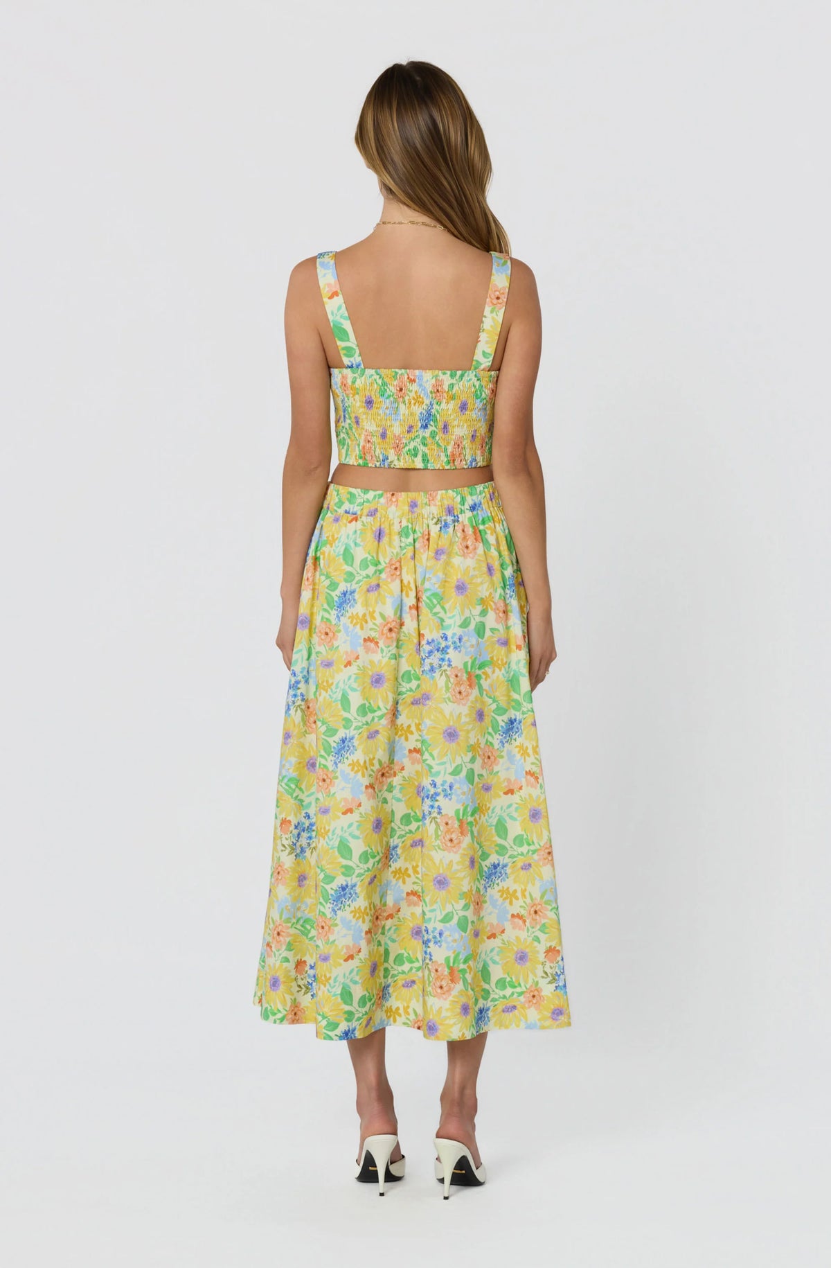 Jolie Floral Gathered Midi Skirt