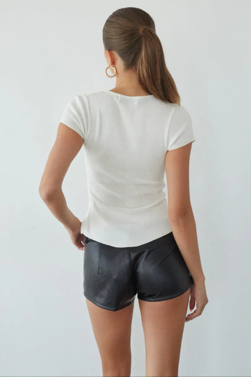 Arley Leather Belted Shorts