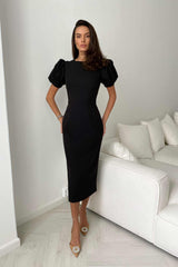 Voluminous Sleeve Midi Dress