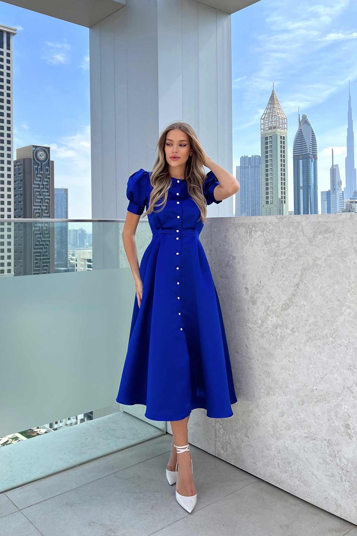 Button Front Midi Dress