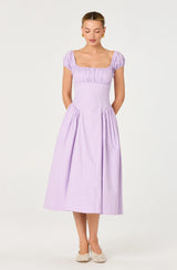 Adilene Cotton Milkmaid Midi Dress