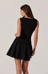 Cowl Neck Mixed Media Mini Dress