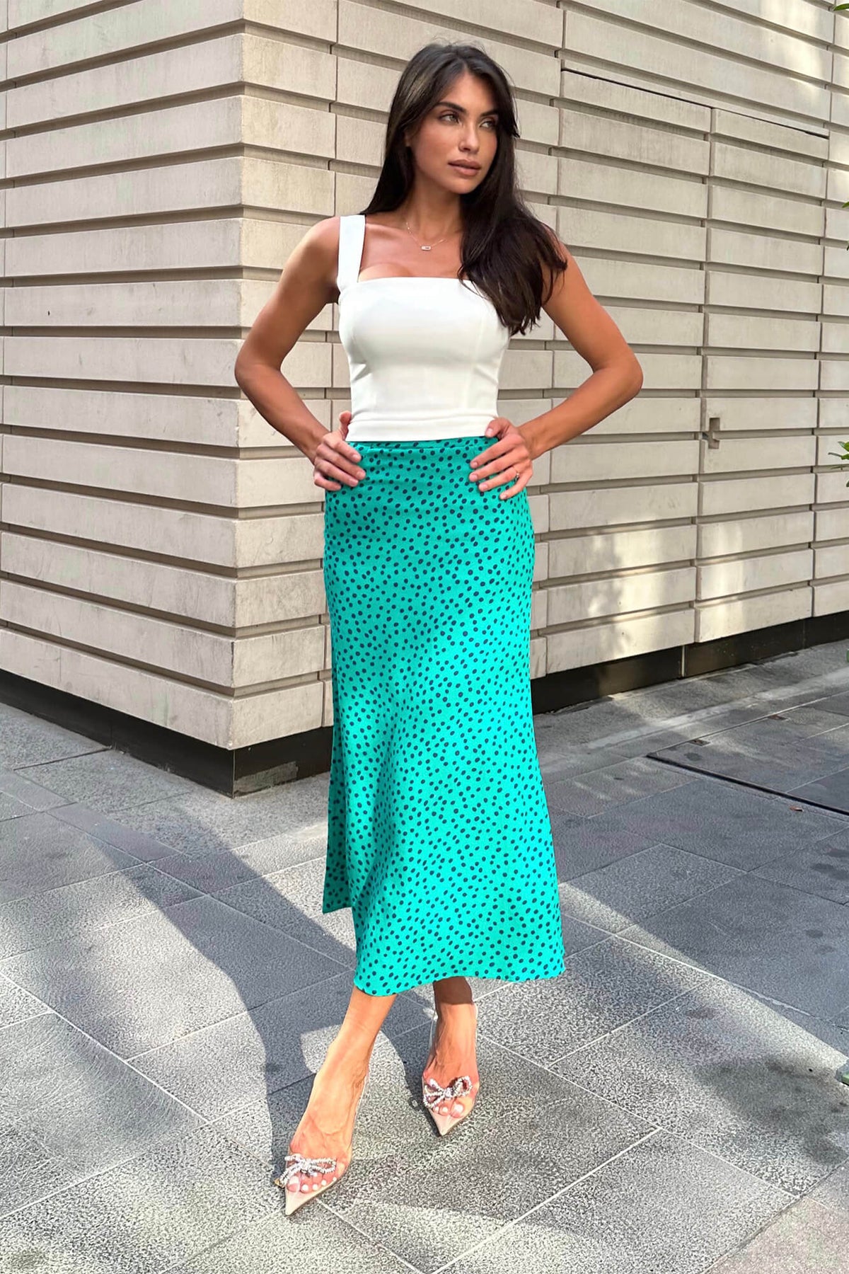 Viscose Polka dot Godet Silhouette Skirt