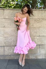 Flounce Bustier Midi Dress