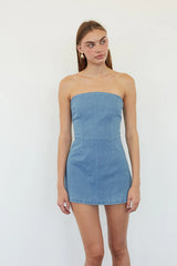 Arla Denim Romper Mini Dress