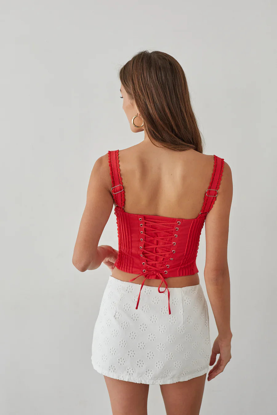 Kaylee Ditsy Eyelet Lace Mini Skort