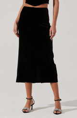 Velvet Midi A-Line Skirt