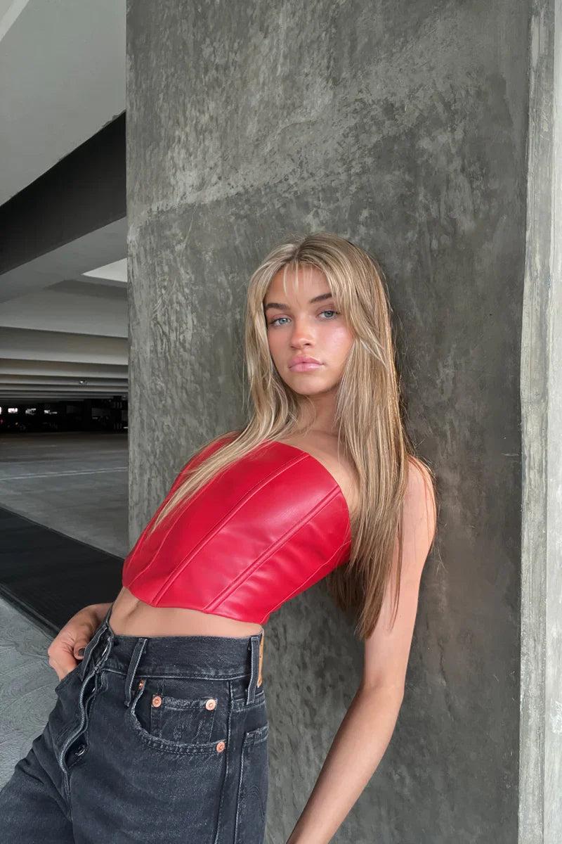Harley Faux Leather Corset Top