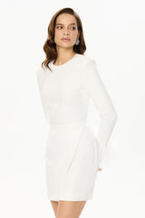 Wrap Feather Sleeve Mini Dress