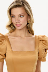 Satin Square Neck Short Sleeve Top