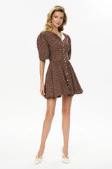 Short Sleeve Buttoned Mini Dress