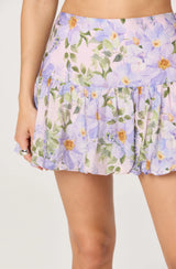 Alea Floral Drop-Waist Bubble Mini Skirt