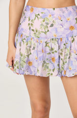 Alea Floral Drop-Waist Bubble Mini Skirt